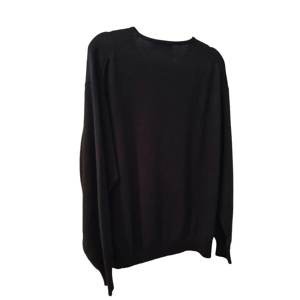 Belford 100% Extra Fine Merino Wool V-neck Long Sleeve Black Sweater Men's Sz L